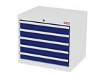 STIER Schubladenschrank mit 5 Schubladen BxTxH 700x575x620 mm lichtgrau/enzianblau (905057)