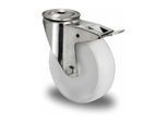 CASCOO Rückenlochlenkrolle mit Totalfeststeller ø 125 mm Serie N0N0 Gleitlager Edelstahl (BIH86S0125N0N0L0N)