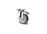 CASCOO Lenkrolle mit Totalfeststeller ø 100 mm Serie P2T2 Gleitlager Edelstahl (TAPE2S0100P2T2L0N)