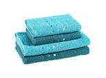 Esposa Frottierset, Blau, Petrol, Textil, 4-teilig, 50x100 cm, Badtextilien, Handtuch-Sets
