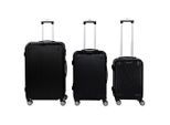 Novel Reisekofferset , Schwarz , Metall, Kunststoff, Textil , 3-teilig , 30x76x49 cm , Bsci , Zahlenschloss, 360°-Rollensystem, Tragehenkel, Netzfach , Freizeit & Co, Reisekoffer & Taschen