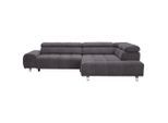Hom`in Ecksofa, Anthrazit, Metall, 4-Sitzer, Ottomane rechts, L-Form, 295x201 cm, Stoffauswahl, seitenverkehrt erhältlich, Rücken echt, Wohnzimmer, Sofas & Couches, Wohnlandschaften, Ecksofas