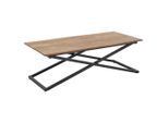 Modante Couchtisch, Schwarz, Akazie, Holz, Metall, Akazie, massiv, rechteckig, X-Form, 61x46x122 cm, abnehmbares Tablett, Wohnzimmer, Wohnzimmertische, Couchtische, Couchtische Metall