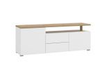 Carryhome Lowboard, Weiß, Eiche Artisan, Kunststoff, 2 Schublade(n) Schubladen, 55.5x154 cm, Typenauswahl, Beimöbel erhältlich, Wohnzimmer, Wohnwände, Lowboards