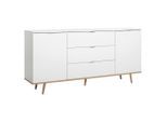 Mid.you Sideboard, Weiß, Sonoma Eiche, Holz, Eiche, massiv, 2 Fächer, 3 Schublade(n) Schubladen, 180x87x40 cm, Wohnzimmer, Kommoden & Sideboards, Sideboards