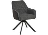 Livetastic Armlehnstuhl, Grau, Holz, Metall, Textil, Pappel, Sperrholz, Drehkreuz, 57x84x63 cm, Sitzfläche 360° drehbar, Esszimmer, Stühle, Esszimmerstühle, Armlehnenstühle