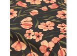 Baumwollsatin "Blumen", schwarz-color