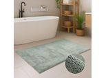 Badematte CARPET CITY "PURE500, Badteppich uni", grün, H:16mm, Polyester, Badematten, Badematte, Teppich Badezimmer, Badvorleger, Anti-Rutsch, Waschbar, Duschmatte