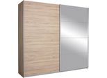 Schwebetürenschrank RAUCH "Quadra", braun (struktureichefarben hell, spiegel), B:271cm H:210cm T:62cm, Holzwerkstoff, Schränke, Schwebetürenschrank, inkl. Schubkasteneinsatz und zusätzlichen Einlegeböden
