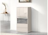 Highboard OTTO HOME "Piano Vitrine", beige (beige hochglanz), B:60cm H:123cm T:40,2cm, Holzwerkstoff, Sideboards, Highboard, UV lackiert, Soft-Close Funktion