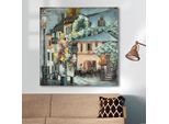 Metallbild CASABLANCA BY GILDE "Bild quadratisch Café Toskana mehrfarbig H. 100 cm", bunt (farbe bild(er): mehrfarbig), B:100cm H:100cm T:3,5cm, Metall, Bilder
