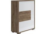 Schuhschrank OTTO HOME "Stela", weiß (weiß hochglanz, nussbaumfarben), B:62,4cm H:94,1cm T:35,7cm, Schränke, Schuhschrank, mit Push-to-open-Funktion und weiss UV-lackierte Front