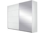 Schwebetürenschrank RAUCH "Quadra", weiß (weiß, spiegel), B:271cm H:210cm T:62cm, Holzwerkstoff, Schränke, Schwebetürenschrank, inkl. Hakenleiste und zusätzlichen Einlegeböden