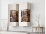 Hängevitrine OTTO HOME "Sky45", beige (cashmere farbe), B:62cm H:125cm T:30cm, Glas, Holzwerkstoff, MDF, Schränke, Mit Beleuchtung, lackiert mit wasserbasiertem UV-Lack
