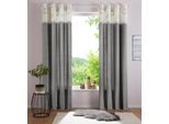 Gardine OTTO HOME "Louis" Gr. 5, grau, B:140cm H:245cm, Baumwolle (Bio-Baumwolle), Gardinen, Gardine, halbtransparent, aus Bio-Baumwolle, einseitig bedruckt