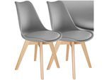 tectake® Set Esszimmerstuhl, Scandi-Design, massive Holzbeine, 49 x 53 x 82 cm