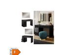 Vicco Schminktisch Omira Schwarz 120 cm mit LED-Spiegel
