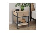 tectake® Nachttisch, Industrial Style, Ablage, Schublade und Staufach mit seitlichen Gitterflächen, 45 x 46 x 55,5 cm