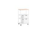 SoBuy Küchenwagen mit 2 Schubladen Holzfarbe 53x37x89,5cm Industriell