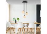OTTO HOME Pendelleuchte "Nellin", schwarz (schwarz, glas opal matt weiß), 3, Ø 38cm, Leuchten, Hängeleuchte mit großen Glaskugeln, amberfarben oder opal matt weiß, Pendelleuchte