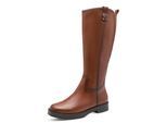Stiefel TAMARIS, Damen, Gr. 36, Normalschaft, braun (cognac), Glattleder, unifarben, used, Schuhe Stiefel, Blockabsatz, Businessstiefel im klassischen Reiterlook