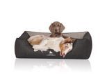 Knuffelwuff Orthopädisches Hundebett Outback aus laser-gestepptem Kunstleder schwarz/ grau XXL
