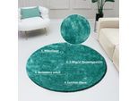 Hochflor-Teppich BRUNO BANANI "Dana Teppich, Kundenliebling" Gr. 9, blau (petrol), H:30mm Ø:140cm, Kunstfaser, Teppiche, unifarben, Mikrofaser Teppiche, Wohnzimmer, Schlafzimmer, Esszimmer