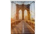Seitenzugrollo LICHTBLICK ORIGINAL "Klemmfix Motiv Brooklyn Bridge" Gr. 1, orange (orange, weiß), B:45cm H:150cm, Polyester, Rollos, Seitenzugrollo, bedruckt