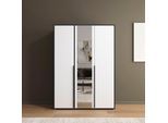 Drehtürenschrank RAUCH "Kleiderschrank Schrank Garderobe Wäscheschrank NAGATA mit Spiegel", grau (graumetallic, alpinweiß), B:140cm H:194cm T:53cm, Holzwerkstoff, Schränke, Drehtürenschrank, und modernen Stangengriffen in Graumetallic TOPSELLER MADE IN GERMANY