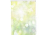 Seitenzugrollo LICHTBLICK ORIGINAL "Klemmfix Motiv Lichtspiel" Gr. 3, grün (grün, gelb, weiß), B:70cm H:150cm, Polyester, Rollos, Seitenzugrollo, bedruckt