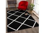 Hochflor-Teppich SANAT "Madrid", schwarz, B:120cm H:30mm L:170cm, Kunstfaser, Teppiche, Wohnzimmer, Langflor, Shaggy Teppich