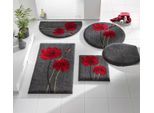 Badematte GRUND Gr. 1, bunt (anthrazit, rot), rechteckig (45cm x 50cm ), 1 Stk., Badematten, Badematte
