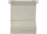Raffrollo KUTTI "Kessy Bessy" Gr. 1, beige (natur), B:45cm H:140cm, Obermaterial: 65% Baumwolle, 35% Polyester, Raffrollos, Raffrollo, halbtransparent, Baumwolle, Polyester, Hakenaufhängung