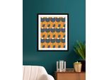 Bild QUEENCE "Billie", gelb (farbe rahmen: schwarz, farbe bild(er): gelb), B:30cm H:40cm, Acrylglas, Holz, Papier, Bilder, Bild, HD Premium Poster-Druck inkl. Holzrahmen