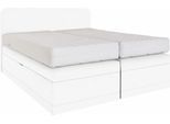 Boxspringbett, weiß, B:145cm L:212cm, Box und Kopfteil: Microvelours (100% Polyester) oder Kunstleder (Polyurethan);Bezug der Obermatratze: 100% Polyester, WESTFALIA SCHLAFKOMFORT, Komplettbetten, Boxspringbett, wahlweise mit Bettkasten