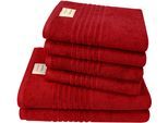 Handtuch Set DYCKHOFF "Nature", lila (amarena), 6 Stk., Frottier, Frottier, Obermaterial: 100% Baumwolle, Handtuch-Sets, Handtuch Set, 6er Set: 4x Handtücher, je 50 x 100 cm & 2x Badetuch 70 x 140 cm
