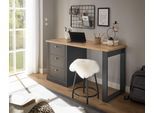 Schreibtisch OTTO HOME "WESTMINSTER", grau (grau dunkel, schwarz, eiche wotan dekor), B:138cm H:78cm T:60cm, Tische, Schreibtisch, im romantischen Landhausstil, Breite 138 cm, exclusiv by Otto