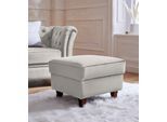 Polsterhocker HOME AFFAIRE "Reims", grau (hellgrau), B:57cm H:45cm T:50cm, Hocker, Polsterhocker, echte Chesterfield-Knopfheftung, Samtoptik mich changierender Optik