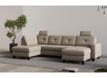 Wohnlandschaft HOME AFFAIRE "Varese", grau (taupe), B:304cm H:91cm T:170cm, 95%Polyester 5%Polyamid, Sofas, Wohnlandschaft, wahlweise mit Bettfunktion und Bettkasten