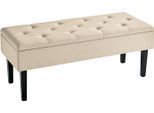 Bank, beige, B:109cm H:43cm T:43cm, Holz, Kunststoff, Polyester, Sitzbänke, Bank