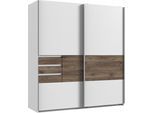Schwebetürenschrank WIMEX "Bamberg", weiß (weiß, flagstaffeiche), B:180cm H:198cm T:65cm, Holzwerkstoff, Schränke, Schwebetürenschrank, inklusive 5 Regalböden und 1 Kleiderstange