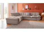 Ecksofa DOMO COLLECTION "Lagoa, moderne Sitzheftung, bequem und komfortabel, L-Form", braun (schlamm), B:271cm H:76cm T:232cm, Sofas, Ecksofa, wahlweise mit Bettfunktion, frei im Raum stellbar, große Farbvielfalt