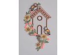 Fensterbild STICKEREIEN PLAUEN "Vogelhäuschen" Gr. 1, bunt (braun, gelb, grün), B:15cm H:30cm, Polyester, Fensterbilder, Fensterbild