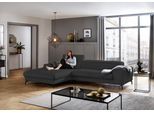 Ecksofa W.SCHILLIG "piedroo, Designsofa mit tollem Sitzkomfort, L-Form", grau (graphit z59), B:303cm H:70cm T:193cm, Longlife Xtra-Leder Z59: Glattleder mit modischer Prägung. Hautstärke 0, 9 - 1, 1 mm, Sofas, Ecksofa, Kopfteilverstellung, wahlweise mit Sitztiefenverstellung, Breite 303cm