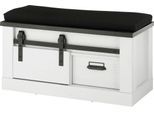 Sitzbank HOME AFFAIRE "SHERWOOD", weiß (pinie weiß dekor), B:93cm H:51cm T:43cm, FSC-zertifizierter Holzwerkstoff, Sitzbänke, Sitzbank, modernes Holz Dekor, mit Scheunentorbeschlag aus Metall, Breite 93 cm
