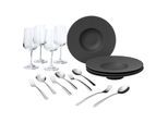 Geschirr-Set VILLEROY & BOCH "Pasta-Set Manufacture Rock 12er Set schwarz", schwarz, Geschirr-Sets, Geschirr-Set