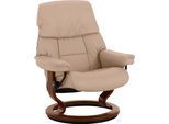 Relaxsessel STRESSLESS "Ruby", beige (sand paloma), B:79cm H:98cm T:76cm, Leder BATICK: BATICK ist ein leicht korrigiertes, durchgefärbtes und genarbtes Möbelleder, bei dem die meisten Unebenheiten und Spuren in der Regel entfernt wurden.;Leder PALOMA: PALOMA ist ein durchgefärbtes Semianilin-Möbelleder mit natürlicher Narbung., Sessel, Relaxsessel, mit Classic Base, Größe M, Gestell Eiche, Wenge,