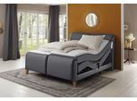 Boxspringbett HOME AFFAIRE "Messina2", grau (fango), B:166cm L:240cm, Holzwerkstoff, Kunstleder, Massivholz, Komplettbetten, Boxspringbett, Liegekomfort elektrisch Verstellbar