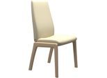 Polsterstuhl STRESSLESS "Laurel", beige (vanilla paloma, walnuss), B:57cm H:105cm T:60cm, Leder PALOMA: PALOMA ist ein durchgefärbtes Semianilin-Möbelleder mit natürlicher Narbung., Stühle, Polsterstuhl, High Back, Größe L, mit abgerundeten Beinen in Walnuss
