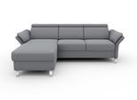 Ecksofa SIT & MORE "Vincenzo L-Form", grau (hellgrau), B:252cm H:84cm T:165cm, Sofas, Ecksofa, inklusive Kopfteilverstellung, wahlweise mit Bettfunktion, Bettkasten